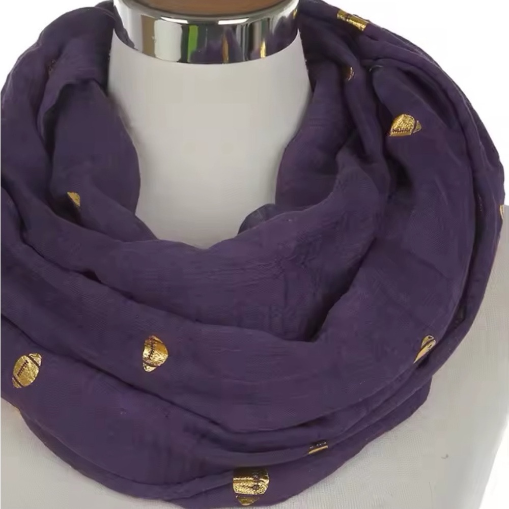 Game day fall foiled metallic football print Infinity scarf